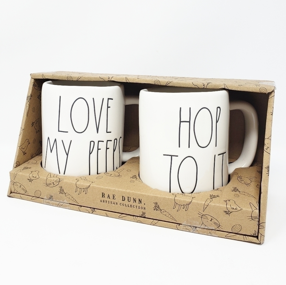 RAE DUNN Easter Love My Peeps Hop to It mug set